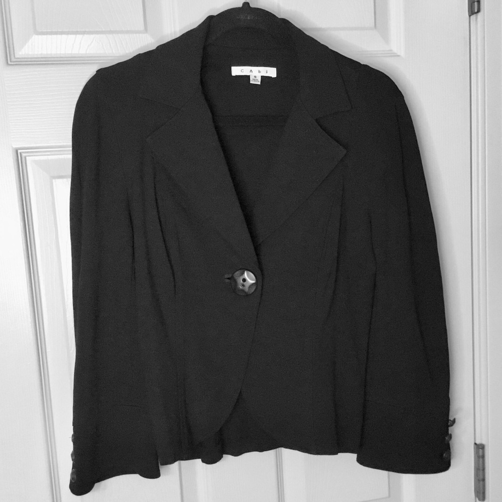 CAbi Black Onyx One-Button Blazer Style #177 - Size Small